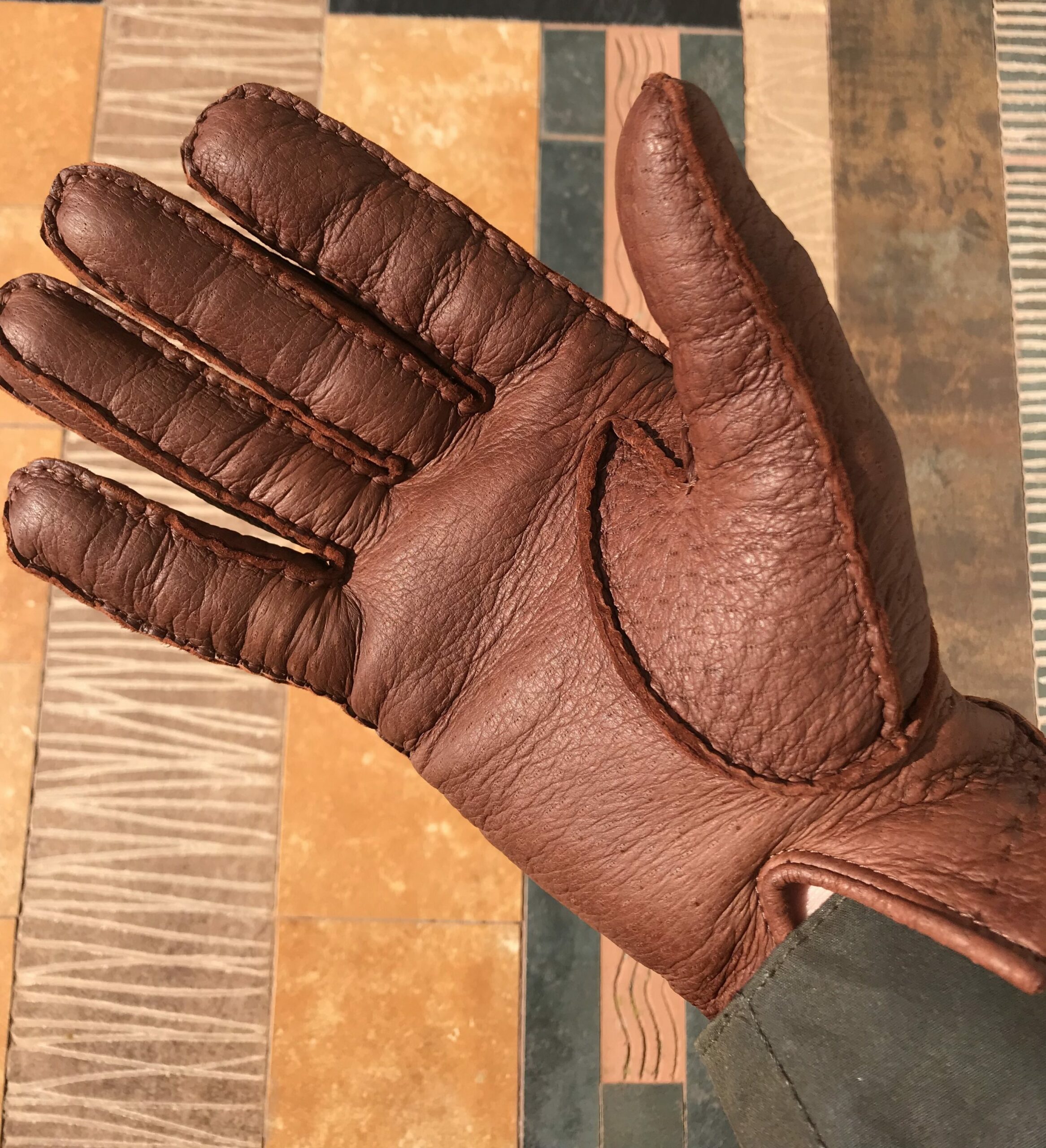 Gants Femme cuir velours fourrés Cognac