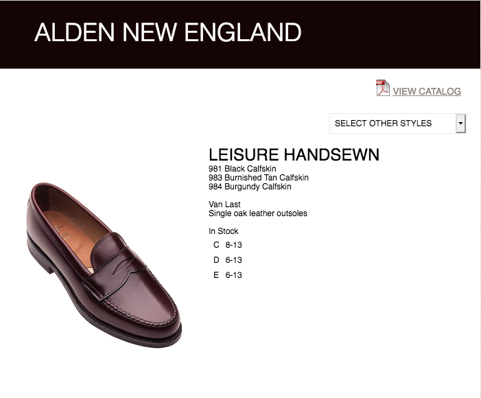 Alors que sur le site de la marque le modèle 984 est décrit comme étant en calfskin bordeaux. (Source: Alden)