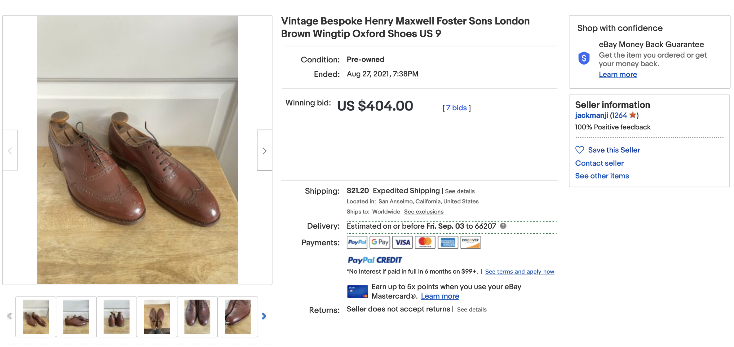 Une paire d’Henry Maxwell bespoke au prix d’une paire de Carmina… (Source : Ebay)