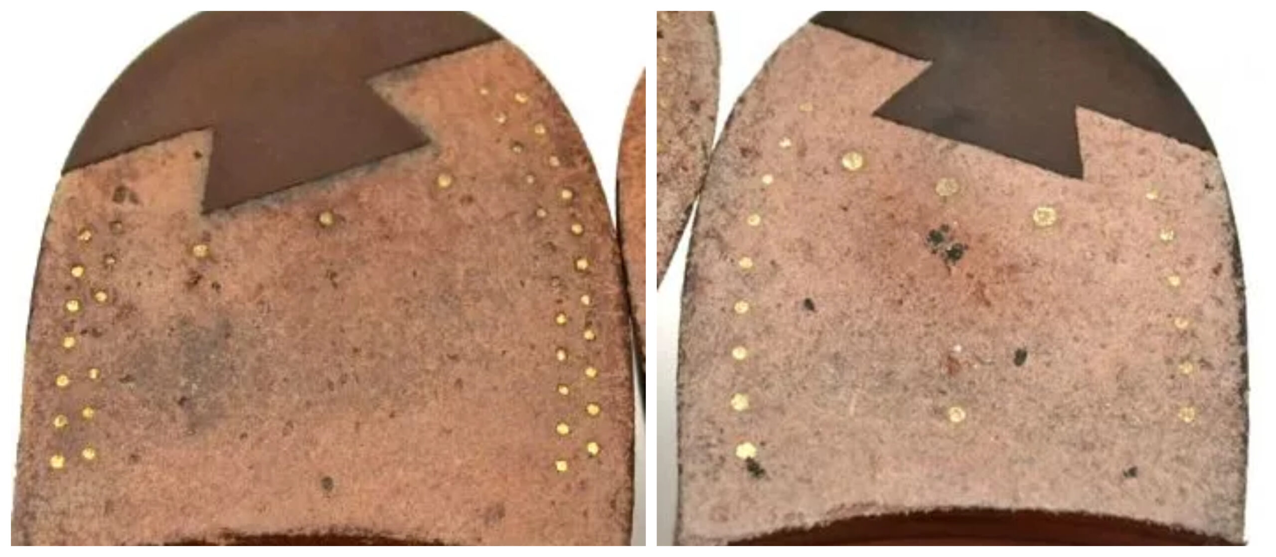 Deux types de patterns sur des paires de Crockett & Jones. L'un avec une rangée de pointes, l'autre avec deux. (Source: Sartorialisme)