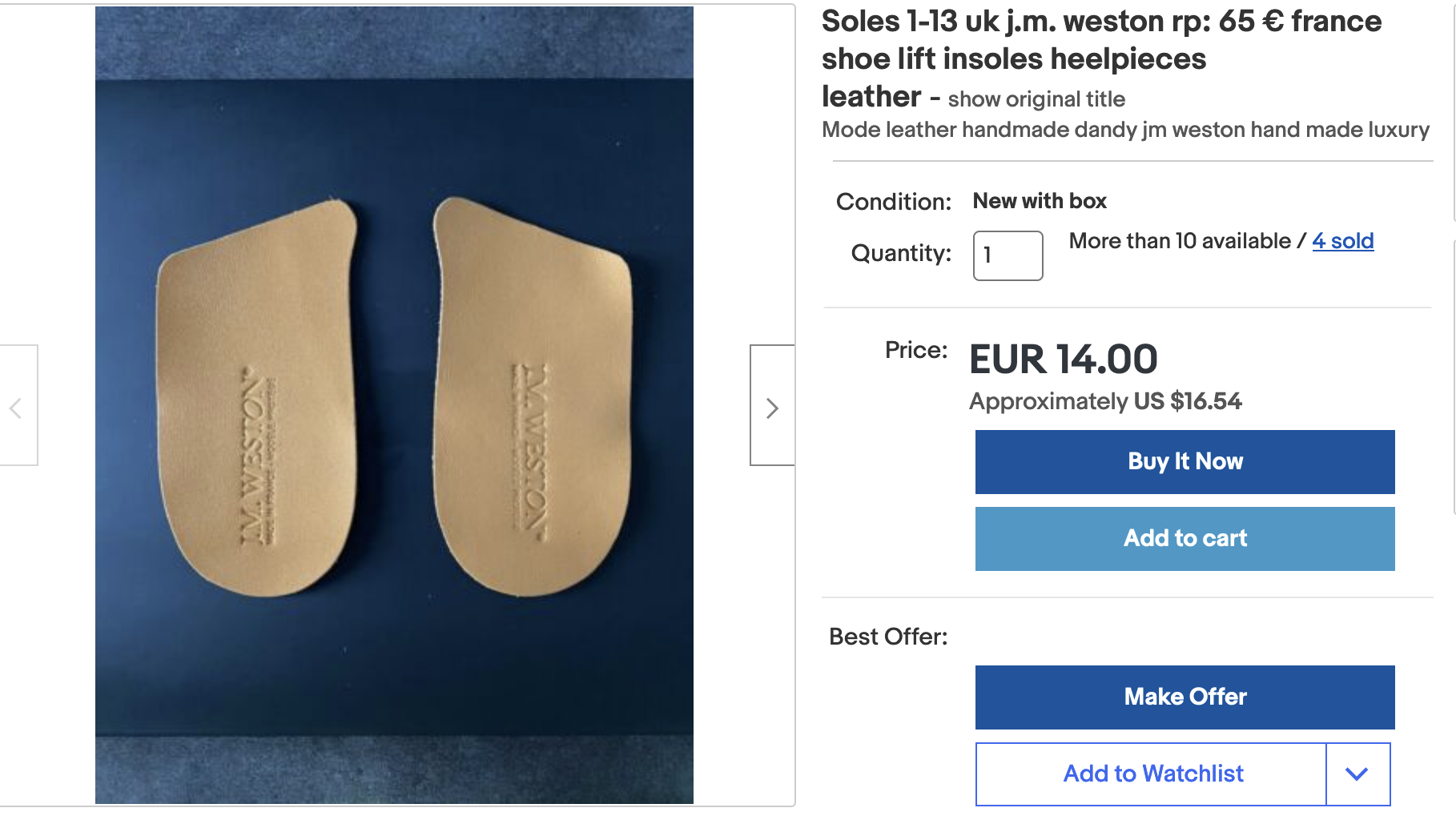 Il est possible d'acheter des premières de propreté pour les mettre dans des paires d'autres marques et ainsi faire artificiellement augmenter le prix des chaussures. Méfiance. (Source: Ebay)