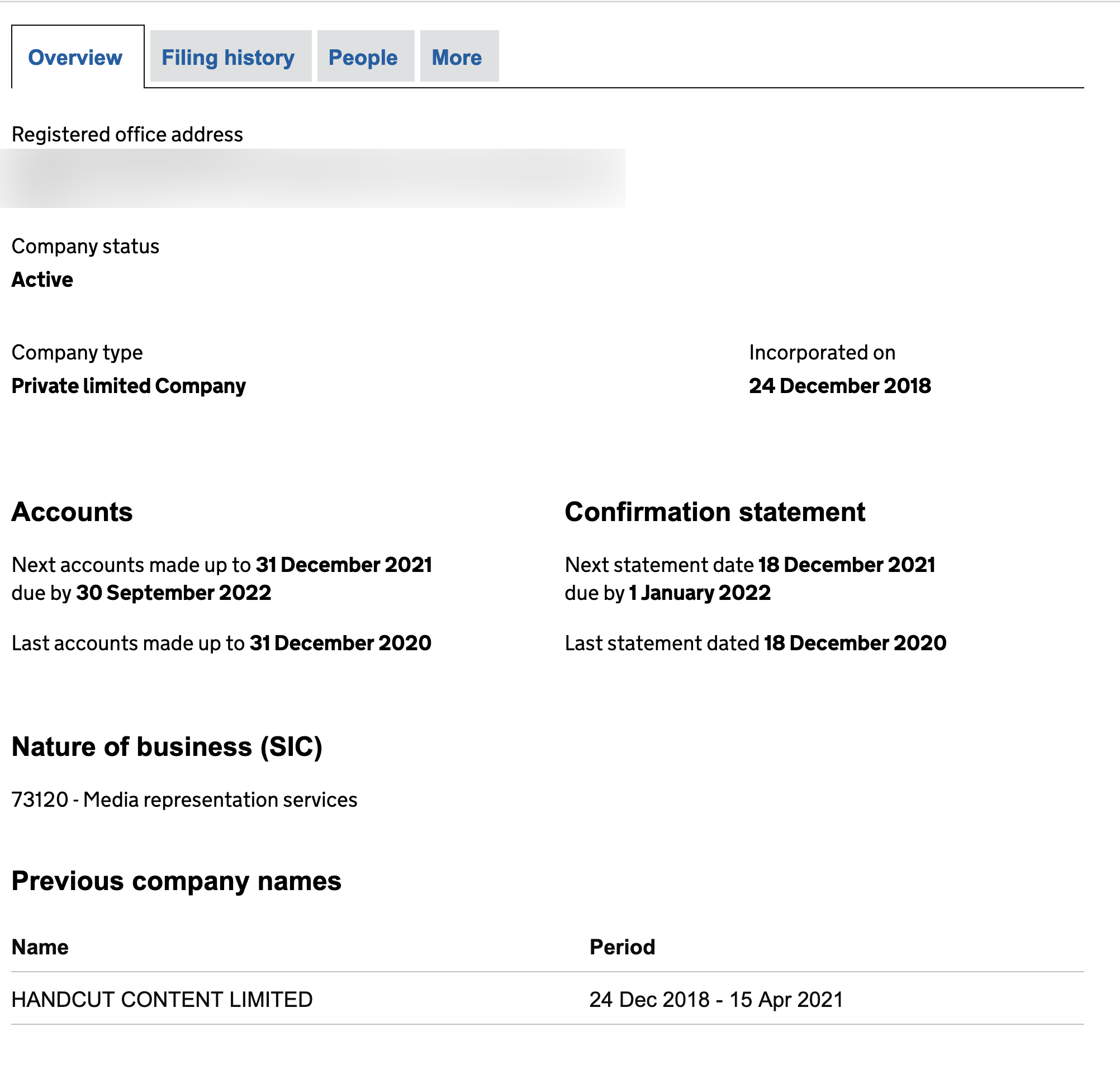 Représentation de média:  <a href="https://www.siccode.co.uk/sic2007/code-73120"> SIC 73120</a>(Source : Companies House) 