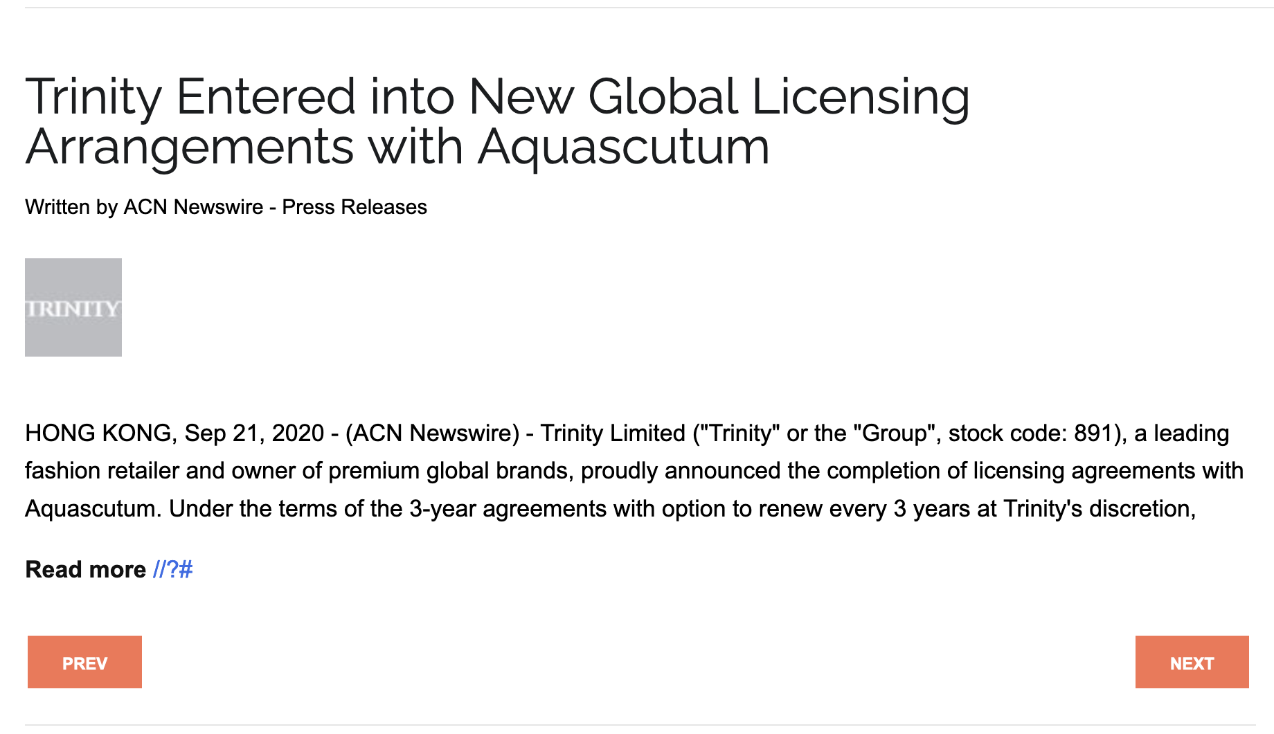 L’achat de la licence Aquascutum par les Chinois de Trinity a surtout été commentée par les observateurs du monde du business. Silence absolu en revanche chez les Huguette, et autres influenceuses. (Source: ACN)