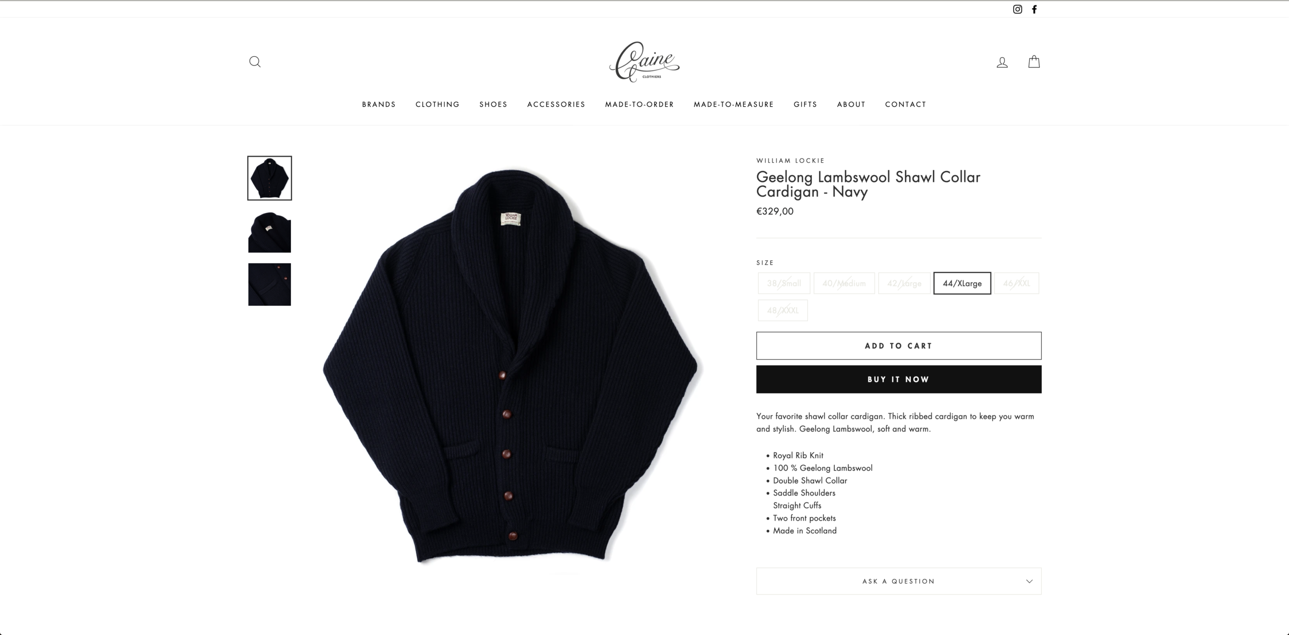 Le Cardigan William Lockie à 329€. Ne cherchez pas, c’est exactement le même. (Source : Caine)