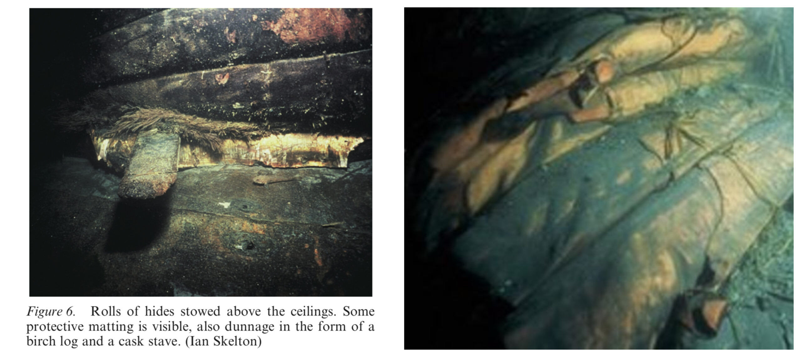 Le cuir tel qu’il est apparu sous l’eau aux plongeurs du BSAC (Source : Rapport d’excavation, Ian Skelton)