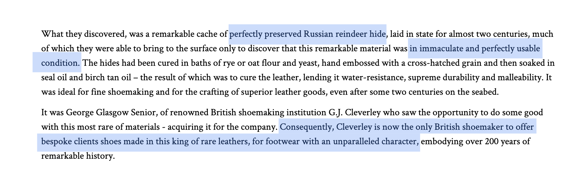 Il ne s’arrête pas là et continue d’ajouter connerie sur connerie. Forcément quand on sait que the Rake s’était associé à Cleverley pour vendre une série d’objets en cuir de Russie, ça explique bien des choses. (source: therake)