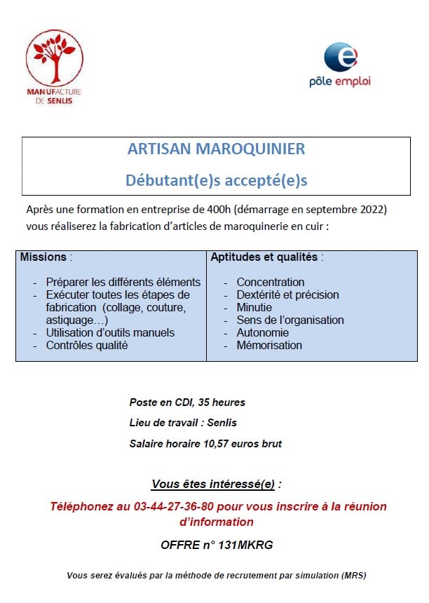 10,57€ brut de l’heure pour bosser chez Senlis débutant ou pas, vous n’êtes pas tenté les cons ?    (Source Manufacture Senlis)