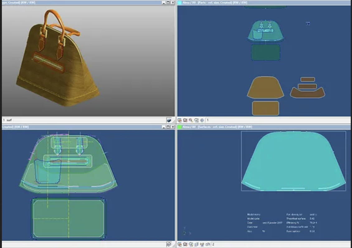 Prototypage de sac réalisé par ordinateur. (Source : Cad software)