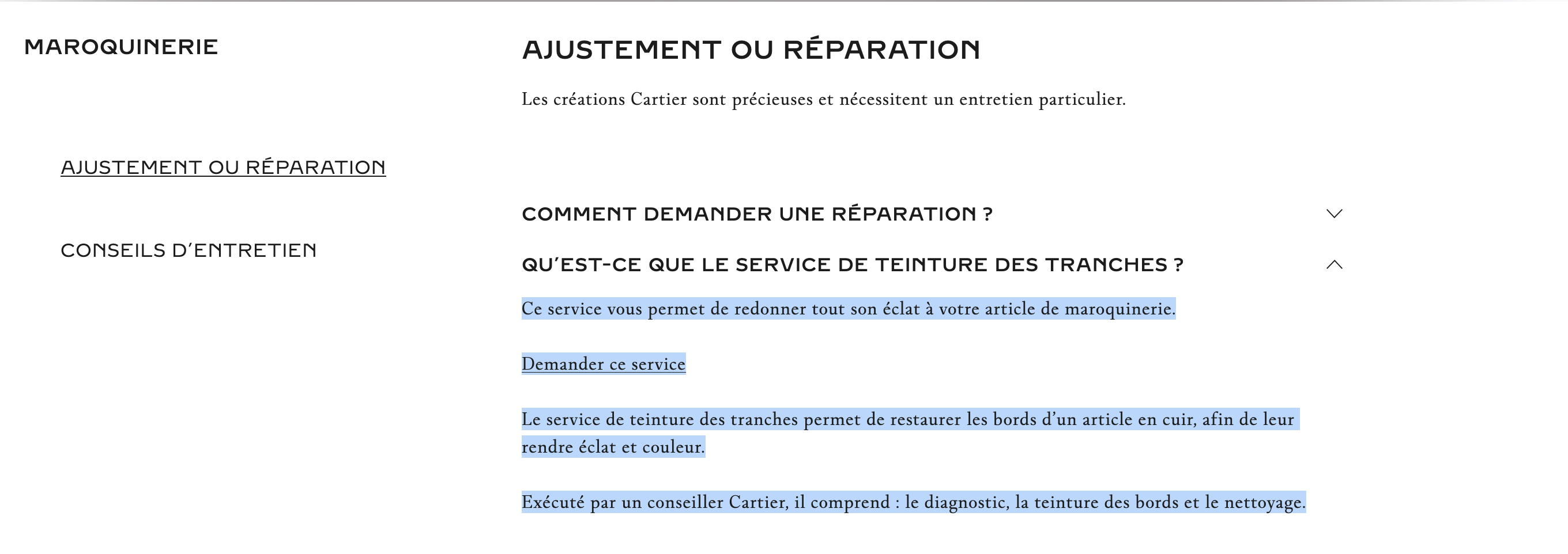Cartier parle de “teinture de tranche” et propose même un service de réparation.  (Source: Cartier)