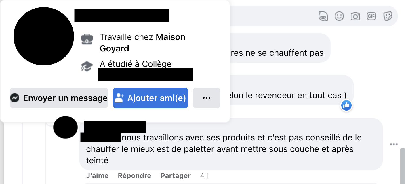 Oh…. De chez Maison Goyard. L’orthographe est d’origine, je précise. Au passage, si ces grandes marques interdisent à leurs employés de chauffer la peinture de tranche, c’est justement parce que c’est une étape qui demande un peu de savoir-faire.... (Source : facebook)