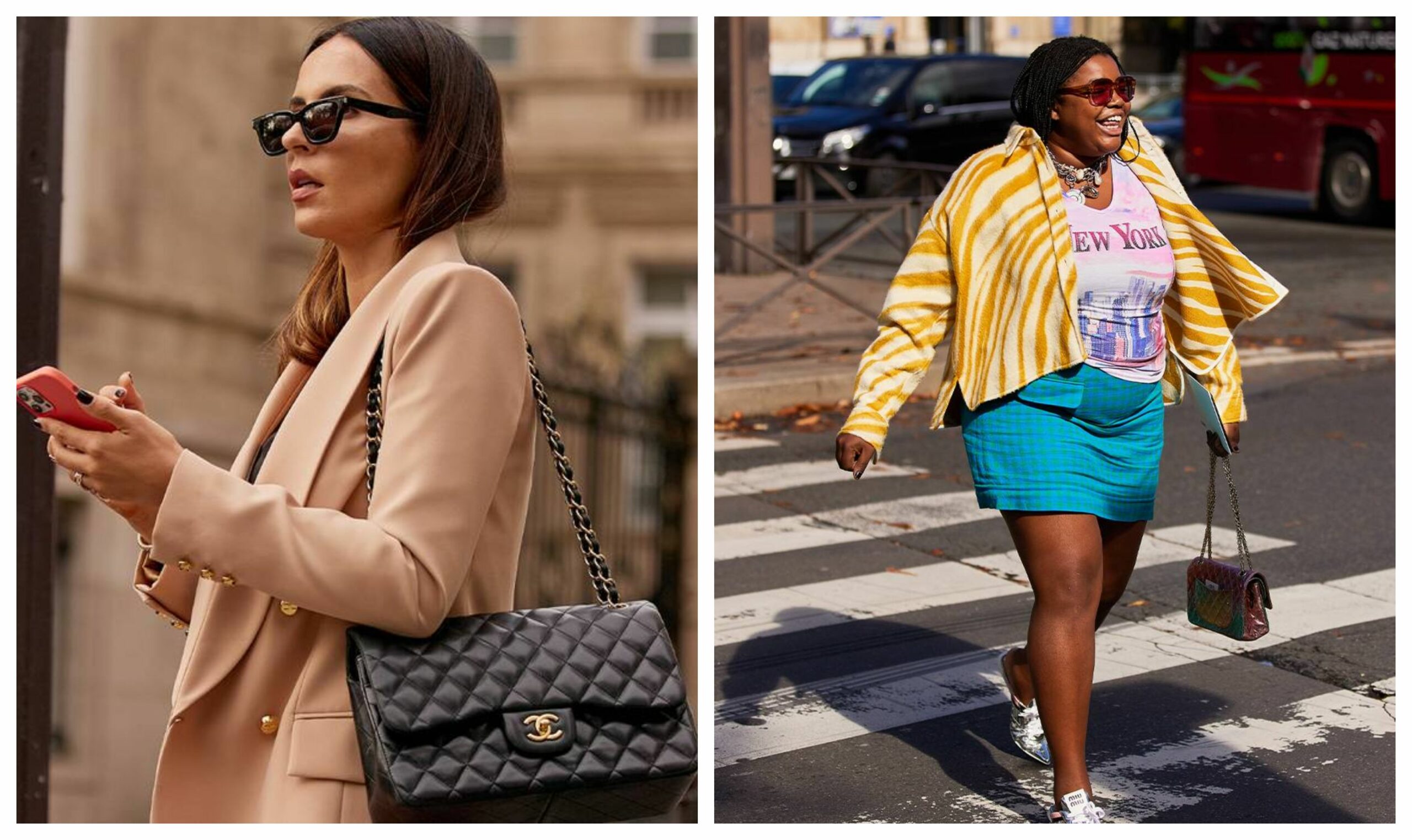 L’image “traditionnelle” de Chanel à gauche, le tout venant à droite. (Source : whowhatwear)