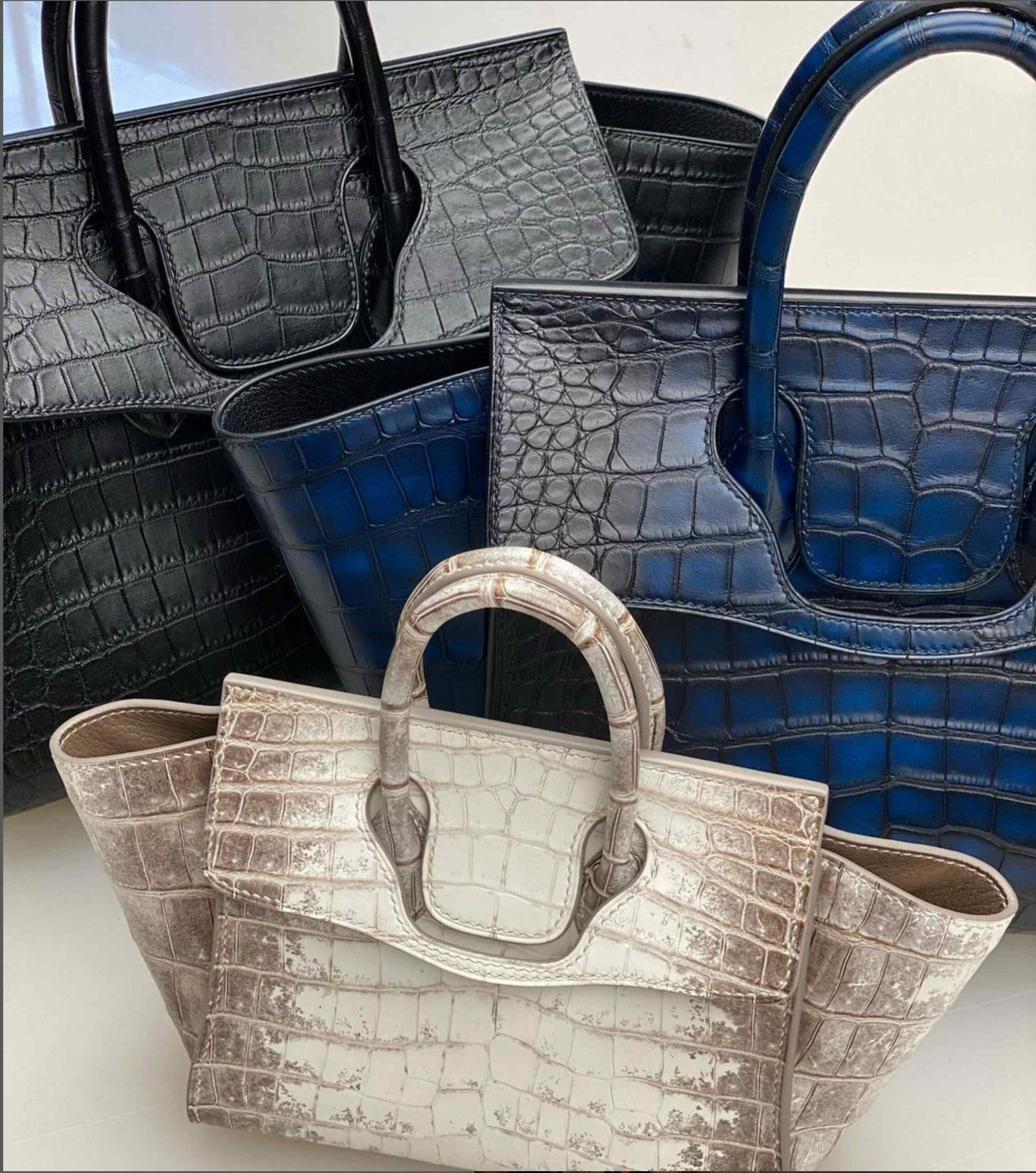 Plusieurs variations du dream bag de Peter Nitz en alligator et crocodile (Source: Peter Nitz)