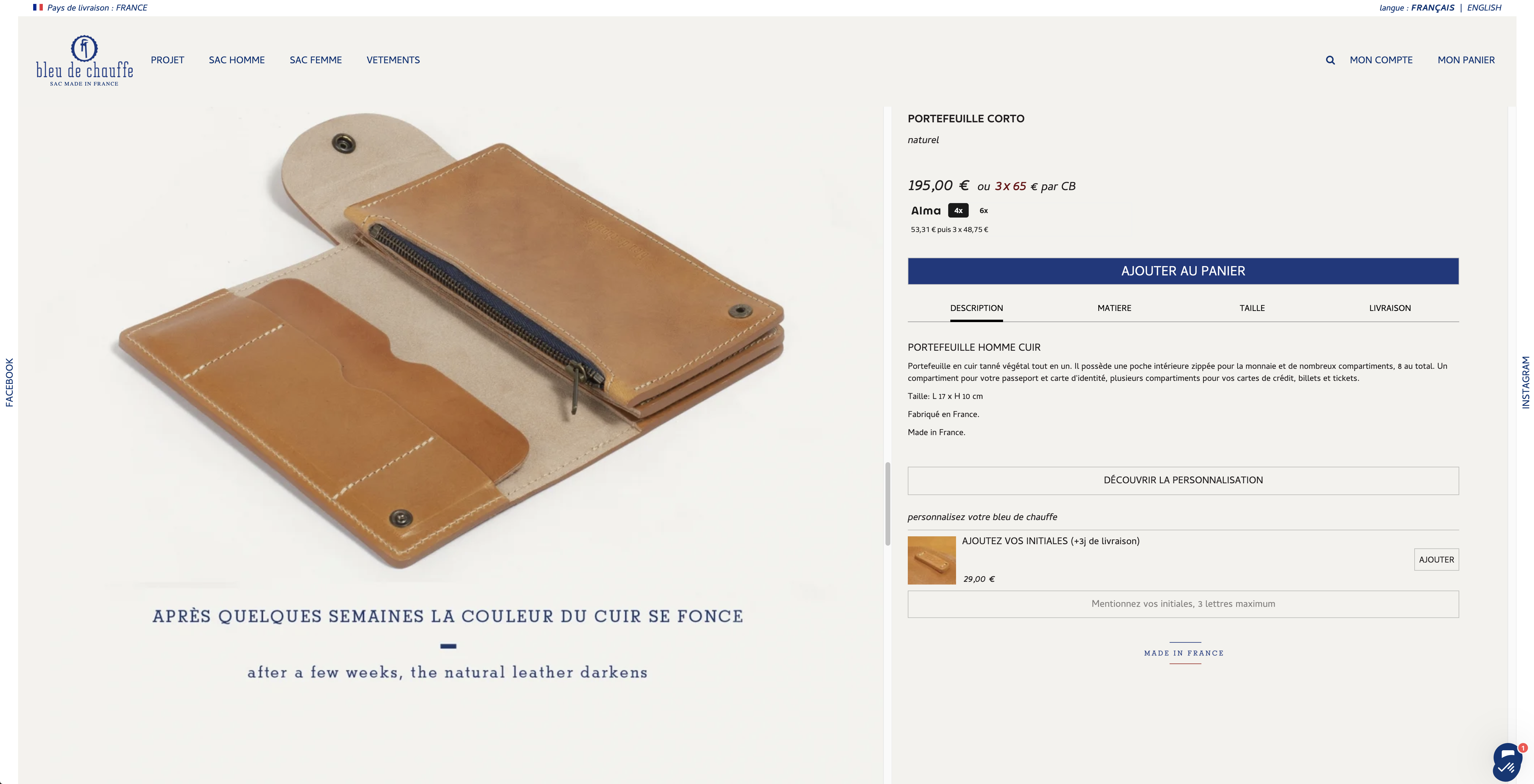 Le modèle Corto de Bleu de chauffe (source : Bleu de chauffe)