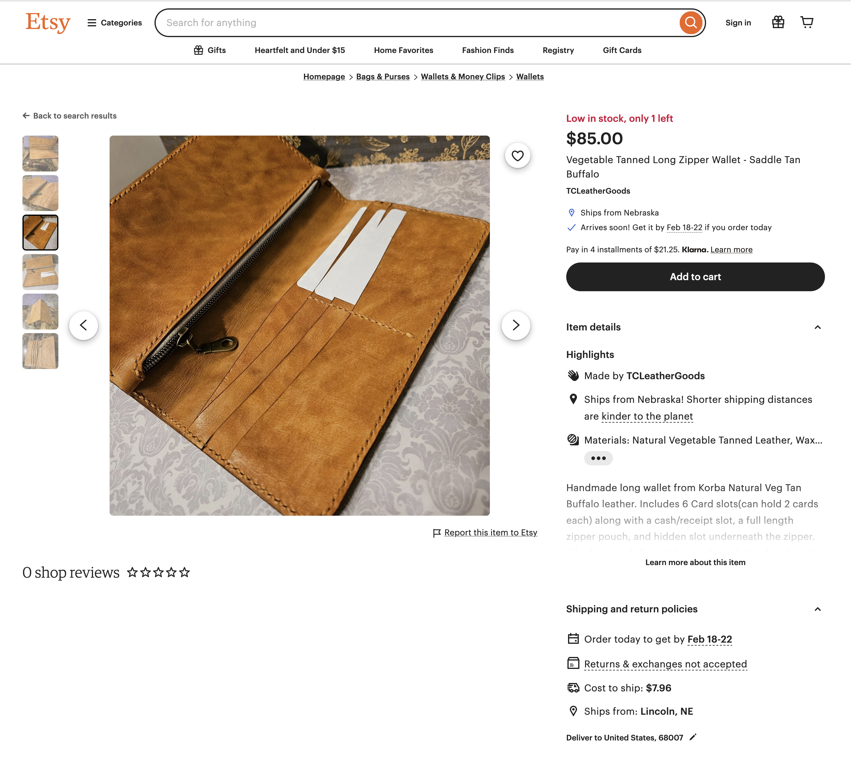 85 $, sur une boutique Etsy, pour un portefeuille dont la qualité de fabrication est, si ce n’est supérieure, au moins égale…(Source Etsy)