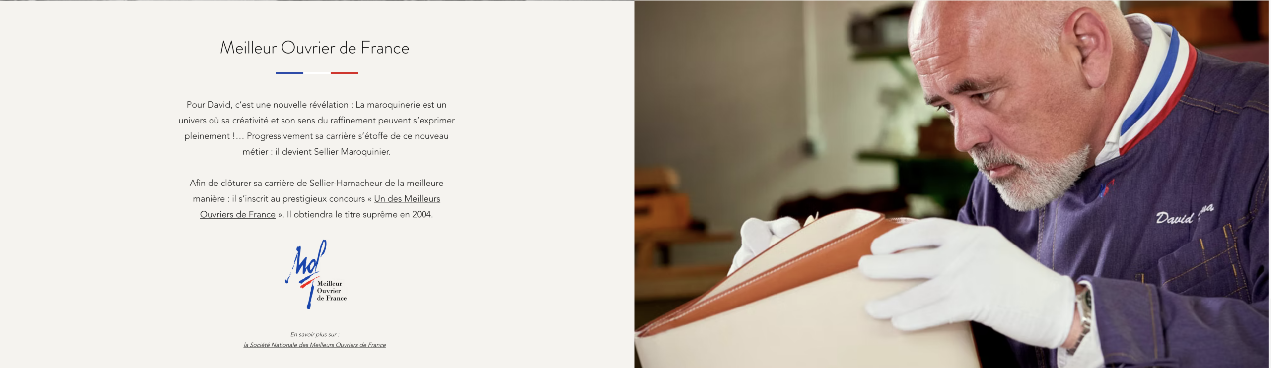 Sur le site de la marque Prouès une page est consacrée à l’obtention du titre de MOF par David Hanna. (Source : Prouès)