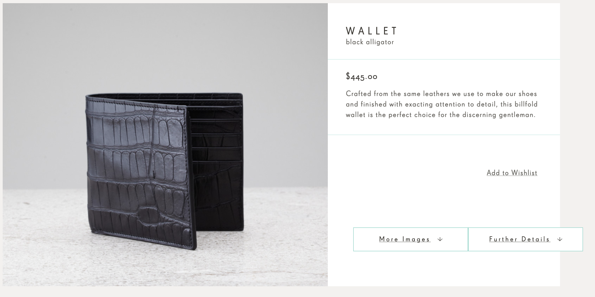 Pareil chez Edward Green, ici il semble que ça soit de la queue qui soit utilisée, une zone bien moins désirable que le ventre, ce qui leur permet de se positionner sur des prix très bas. (Source : Edward Green)