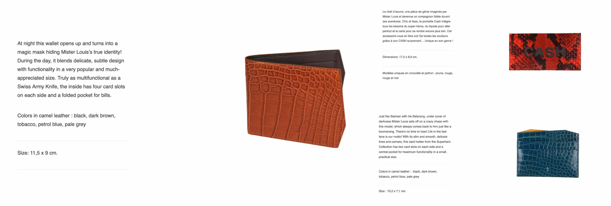 Les modèles de la gamme Corthay au lancement. Chaque modèle a sa petite histoire en lien avec le monde de la bande dessinée. Les scénarios ça doit au moins être du Cauvin tant ils sont haletants… (Source : Corthay)